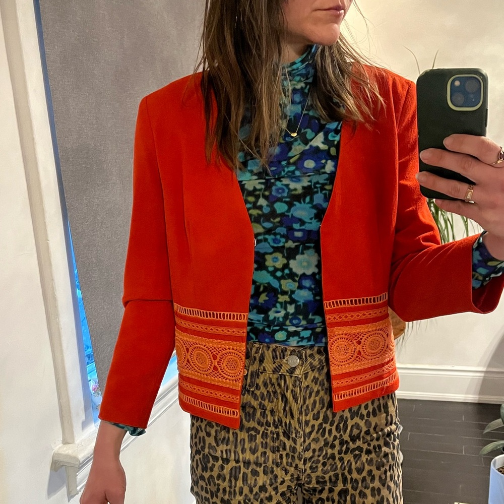 Red Cropped Blazer